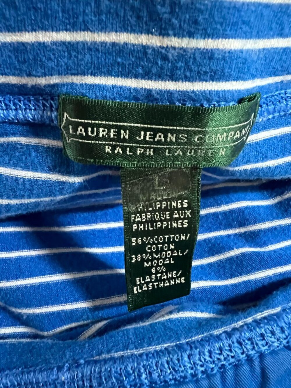 Lauren Ralph Lauren Striped Maxi Skirt (L) Blue White Drawstring Knit - Picture 4 of 13
